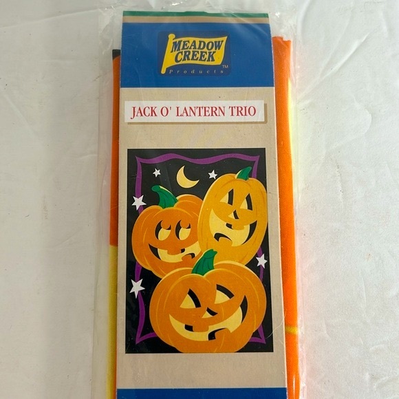 Meadow Creek Vintage Halloween NOS Sealed Set of 3 Decorative Flags 28” x 40” - Picture 5 of 15